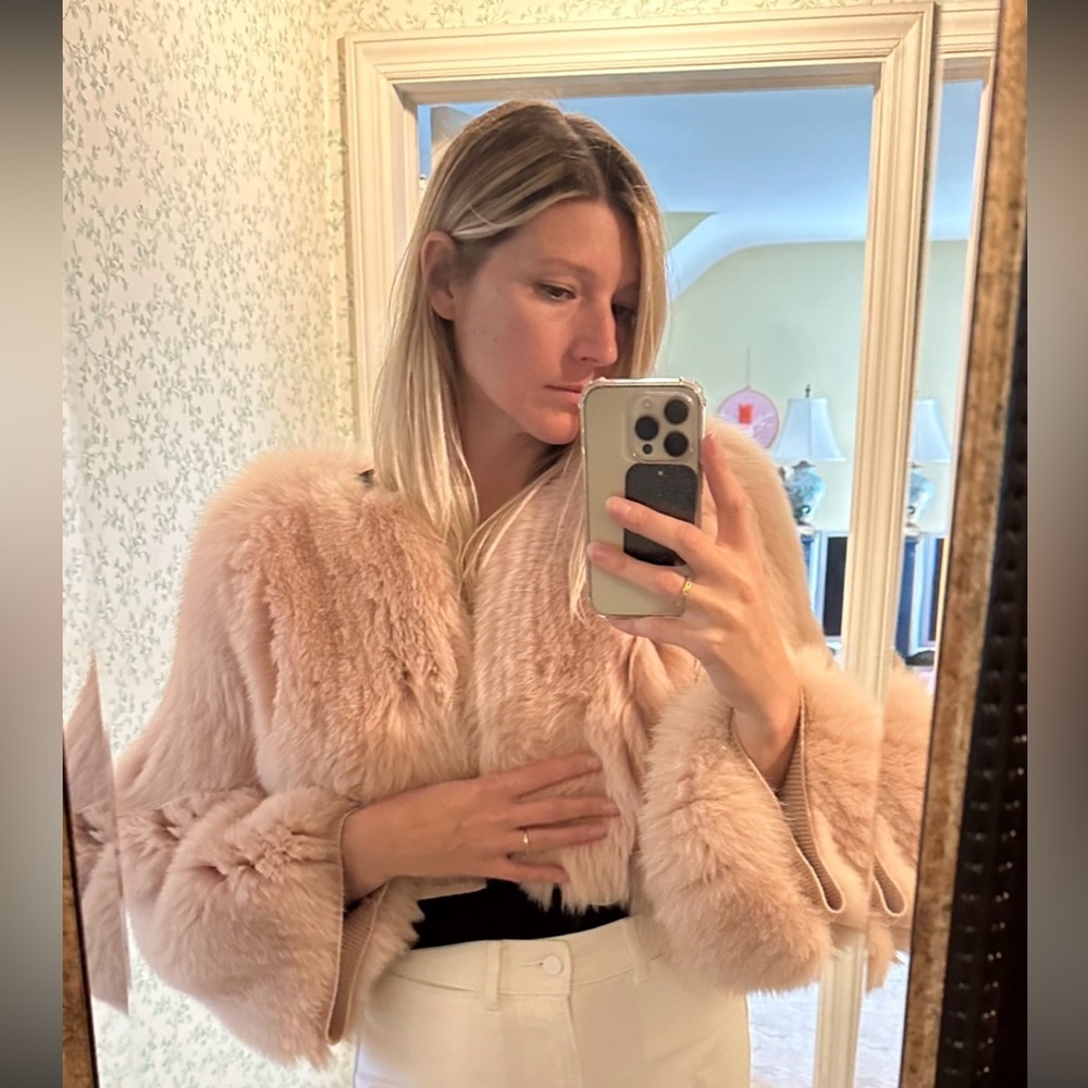 Jonathan Simkhai Pink fox jacket size S/M
